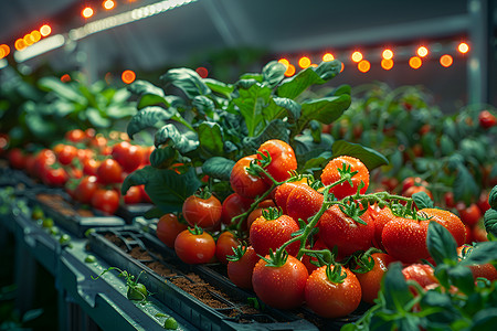 科技温室的番茄背景图片
