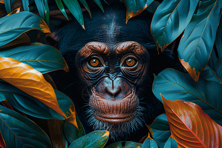 猿猴成体丛林中的欢快猿猴插画