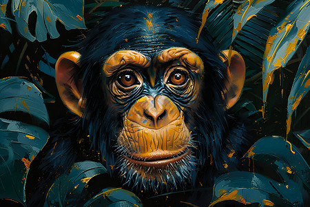 丛林中窥视的猩猩背景图片