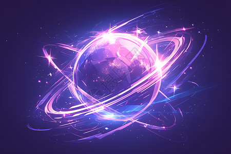 未来艺术幻彩蓝紫星球设计图片