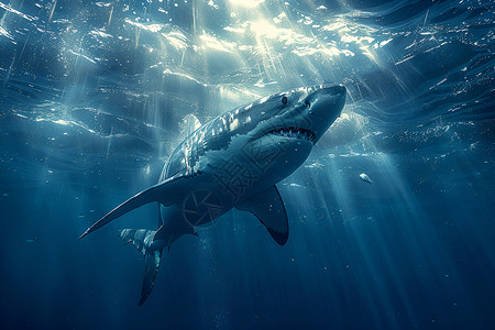 海底光线海底的鲨鱼背景
