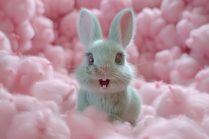 粉色糖花中的小兔子图片