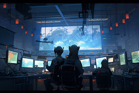 高科技氛围控制室背景图片