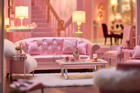 粉色梦幻客厅背景图片