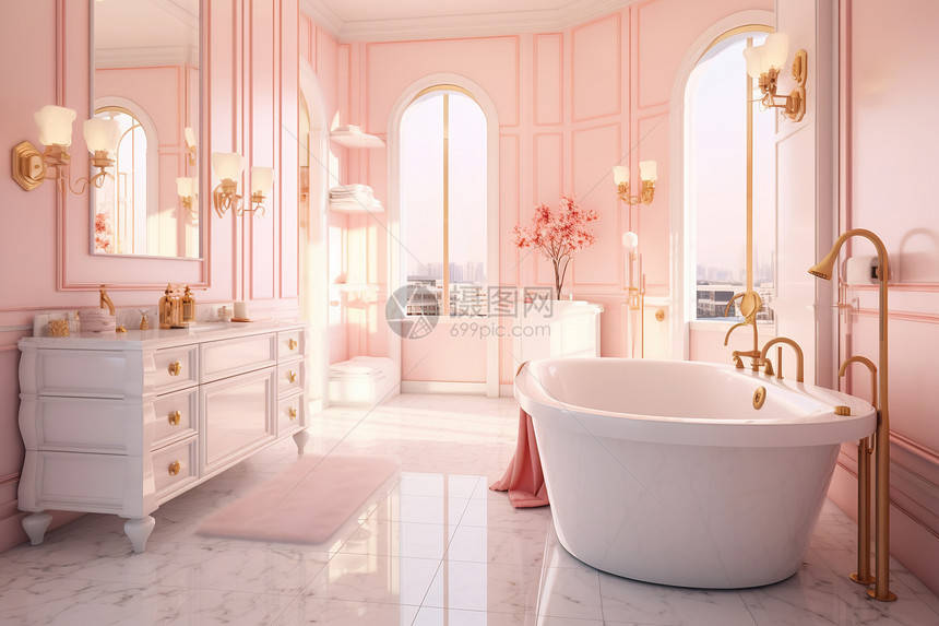 粉色梦幻浴室图片