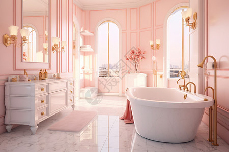 粉色梦幻浴室高清图片