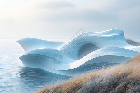 冰山风景湖中浮动的大冰山插画