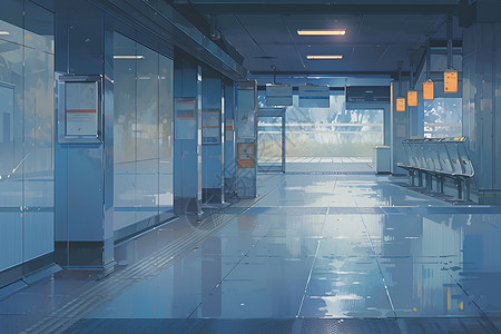 地铁走廊空旷的候车厅插画