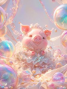 小猪穿着蕾丝连衣裙背景图片