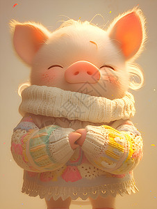 小猪穿着羊毛衫背景图片
