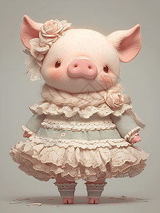 小猪仔身穿连衣裙背景图片