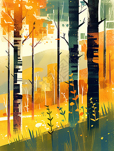 神秘的秋日森林背景图片