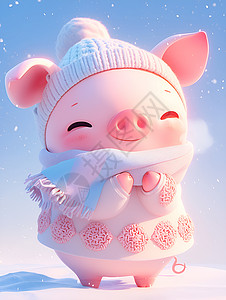 毛衣装扮的可爱小猪背景图片