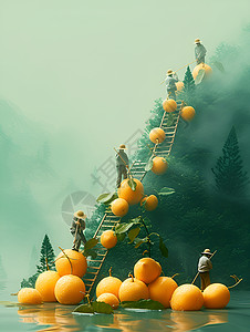 橙子人果园采摘的人设计图片