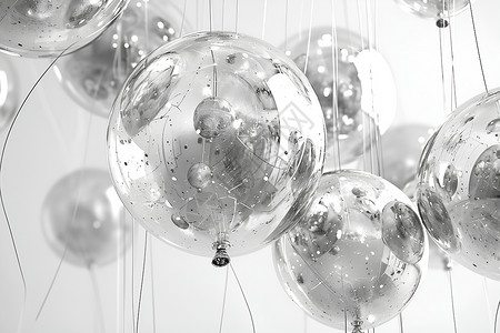 气球泡泡银色气球插画