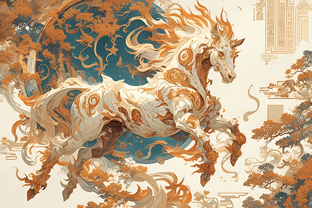 神秘中国古代马背景图片