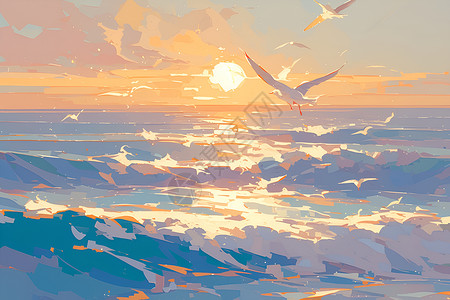 阳光洒过宁静的大海背景图片