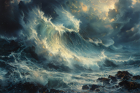 海上的巨浪惊天动地高清图片
