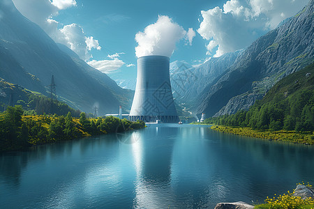 高耸于江上的潮汐发电厂背景图片