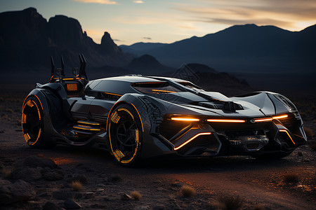 炫酷的车夜幕下的未来沙漠之车设计图片