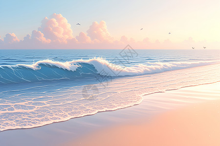 黎明时分的海滩背景图片
