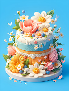 蛋糕鲜花精美蛋糕插画