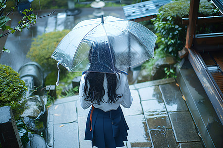 坐船打伞的少女打伞的少女背景