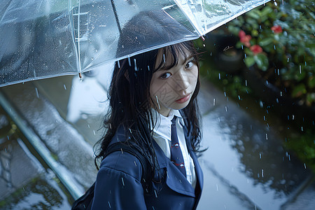 雨中少女背景图片