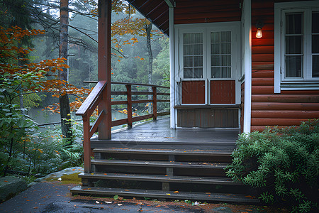 林间小屋背景图片