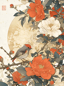 中国花鸟画中式鲜花高清图片