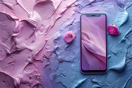 手绘粉色梦幻梦幻的紫色手机背景