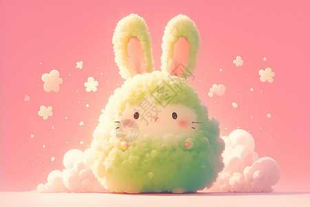 绿色小兔子背景图片