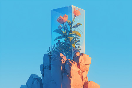 石头上的花瓶背景图片
