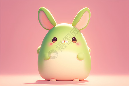 棉花糖绿兔子欢快登场背景图片