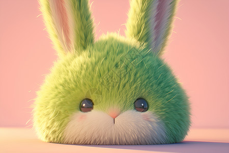欢快的绿色棉花糖兔背景图片