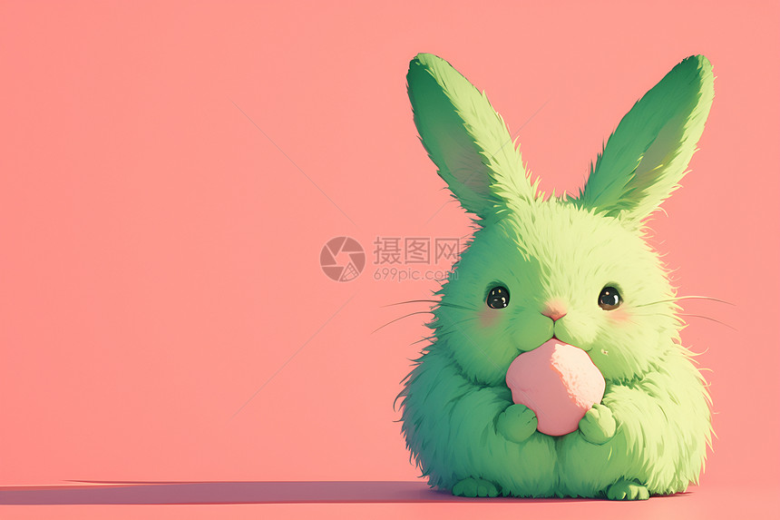 欢乐的绿色兔子图片
