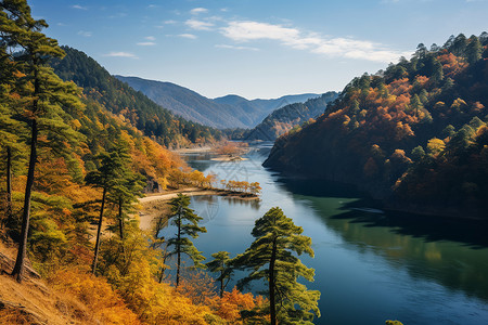 秋色山川背景图片