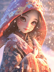 坐在雪地里的女子背景图片
