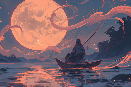 月夜之舟背景图片