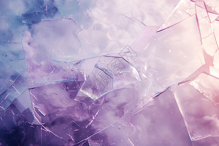 碎的玻璃窗户中的蓝紫色光影设计图片