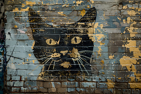 猫咪壁画背景图片