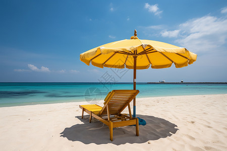 沙滩与遮阳伞沙滩上的遮阳伞和躺椅背景