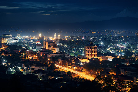 夜晚城市的大楼背景图片
