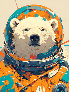 极地熊穿上太空服背景图片