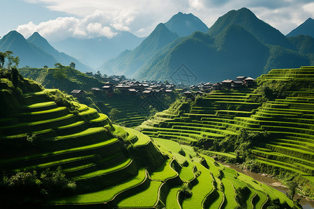 青山绿水美丽之地背景图片