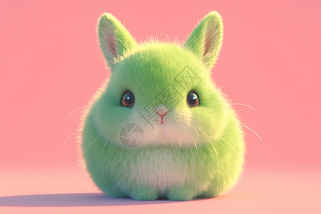 粉色世界的绿色兔子背景图片