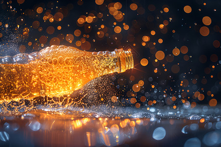 瓶子素材光斑背景中的饮料瓶设计图片