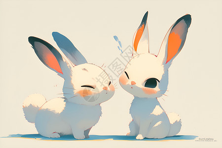 两只兔子背景图片