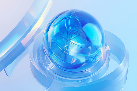 塑料球蓝色塑料质感的徽标插画