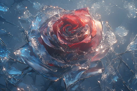 水面上的红玫瑰背景图片